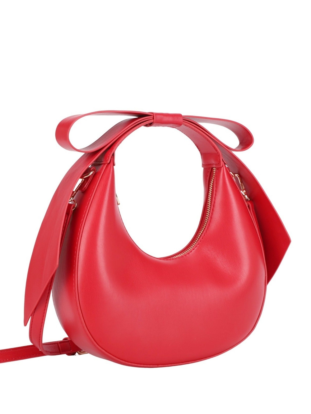 Vegan Leather Bow-Handle Shoulder Bag